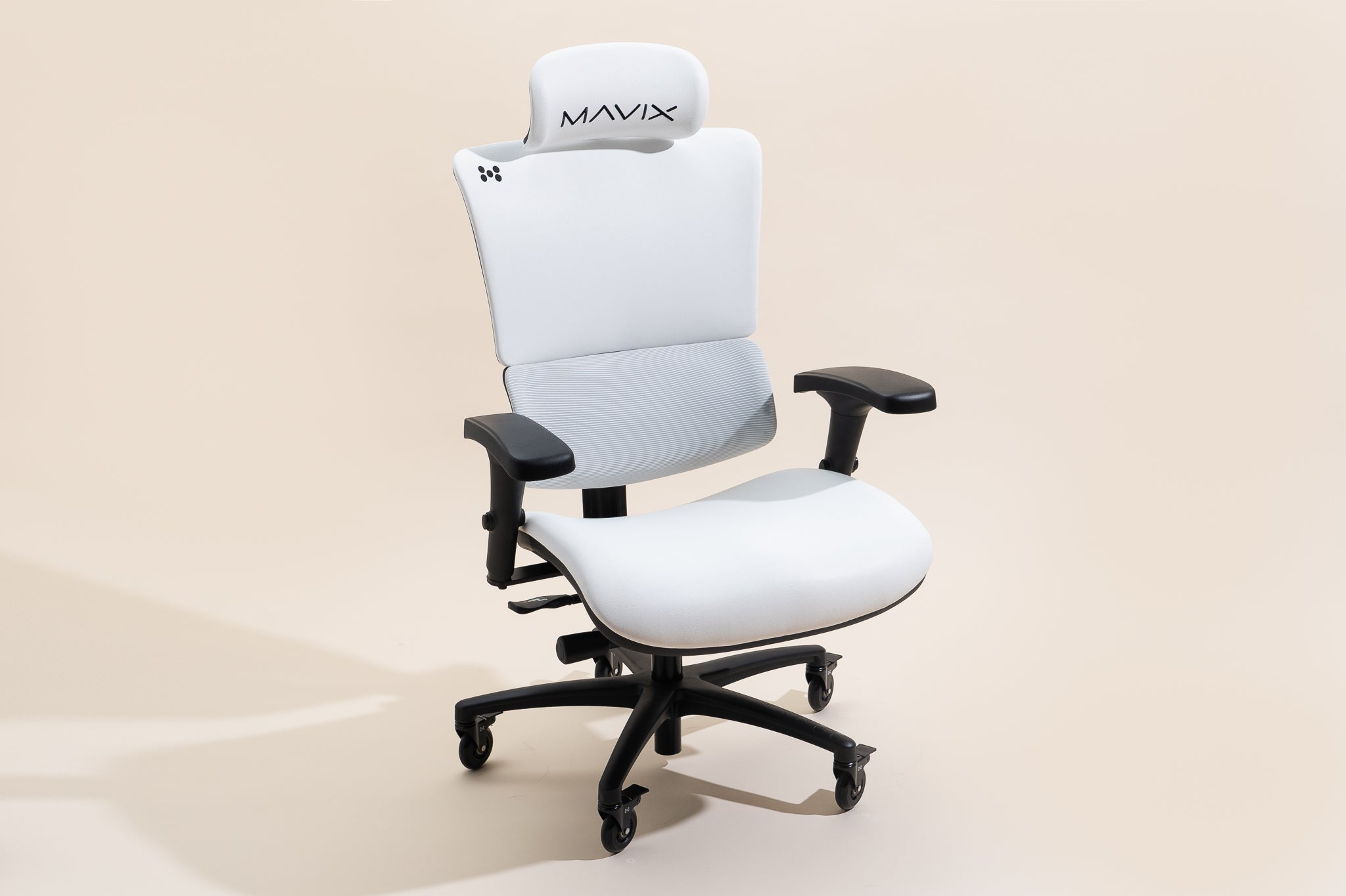 white gaming chair with blue stiching​